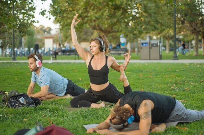 Silent Disco Style Yoga Class in Lake Merritt Pergola