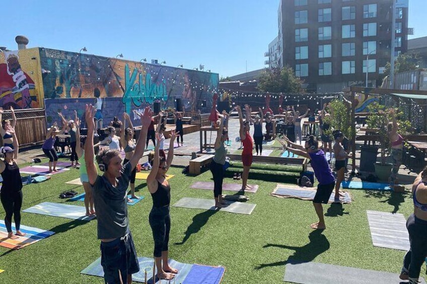 Silent Disco Style Yoga Class in Lake Merritt Pergola