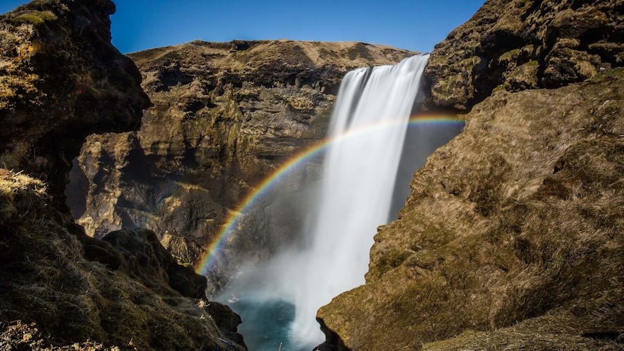 Seljalandsfoss Waterfall on a sunny day