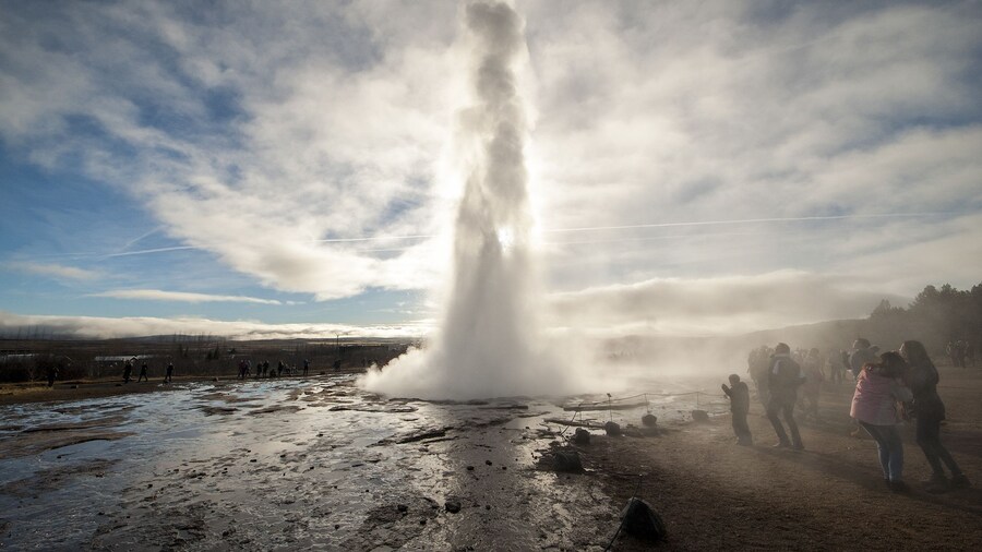 Day view of guests visiting Thingvellir National Park