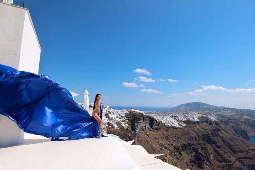 Santorini Flying Dress Photography