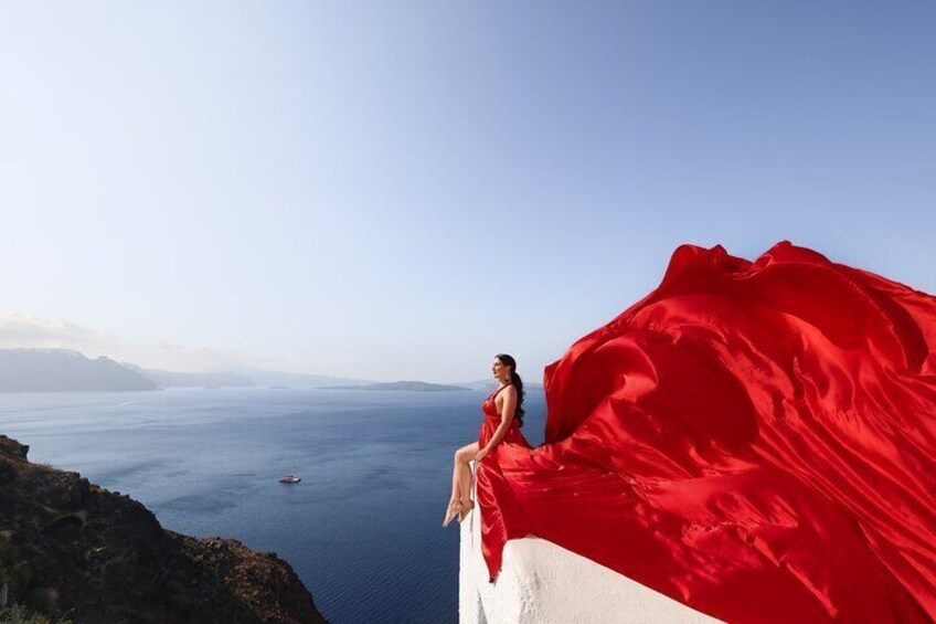 Santorini Flying Dress Photography