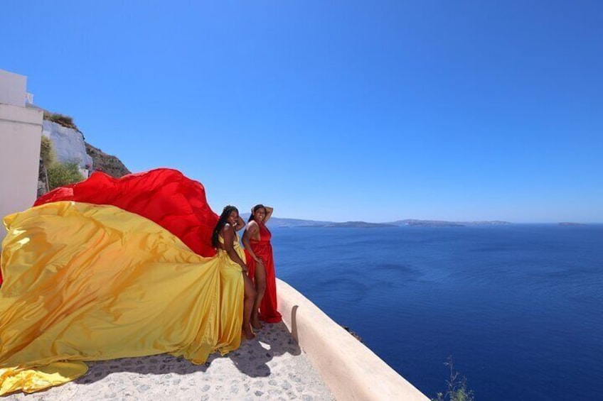 Santorini Flying Dress Photography