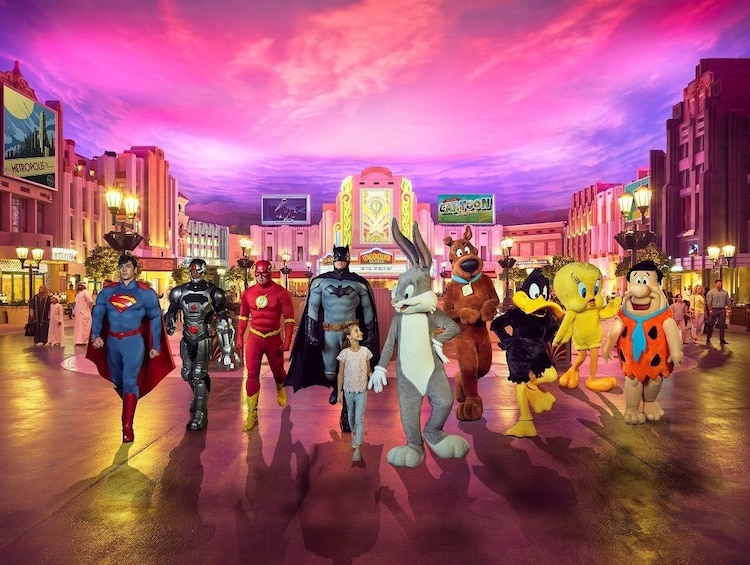 Characters at Warner Bros Theme Park in Dubai