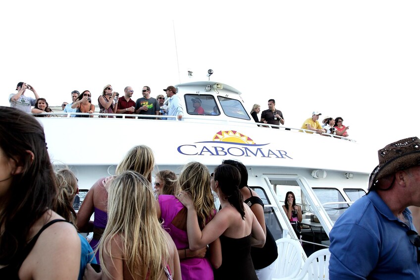 Guests aboard the Cabo Mar boat in Los Cabos

