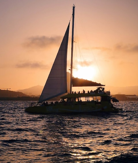 Barcelona live music catamaran cruise with sunset option