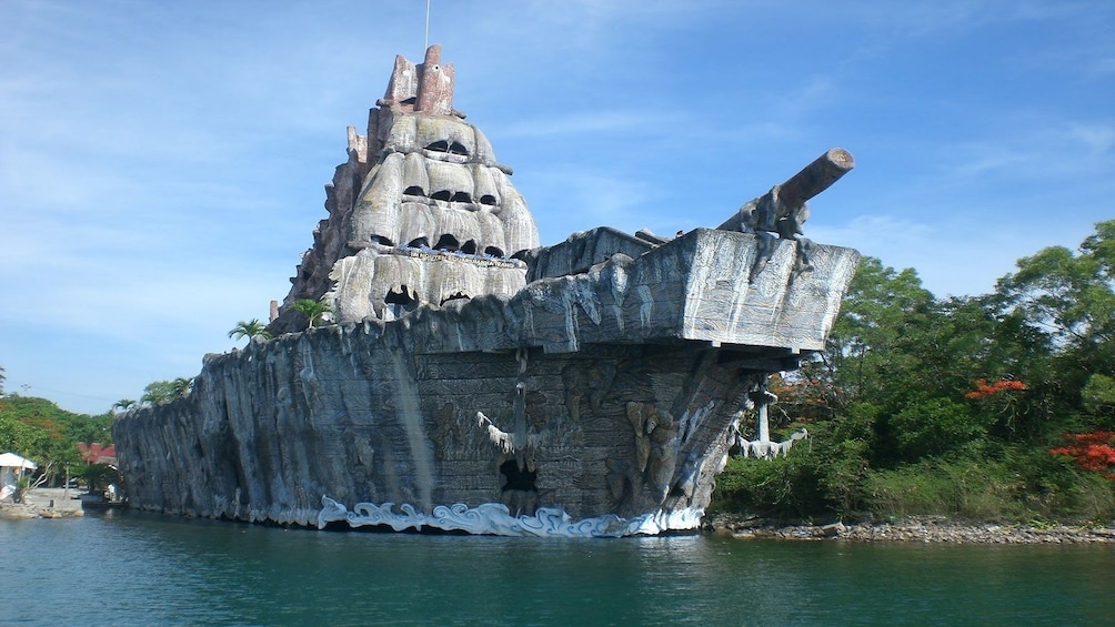 Show item 2 of 8. Large boat sculpture in Tri Nguyen Aquarium in Nha Trang, Vietnam
