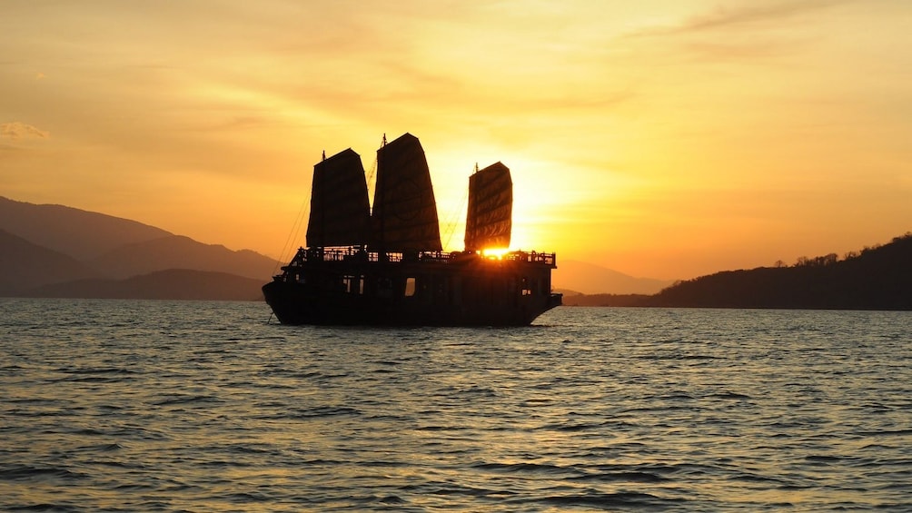 Boat on Nha Trang Bay at sunset