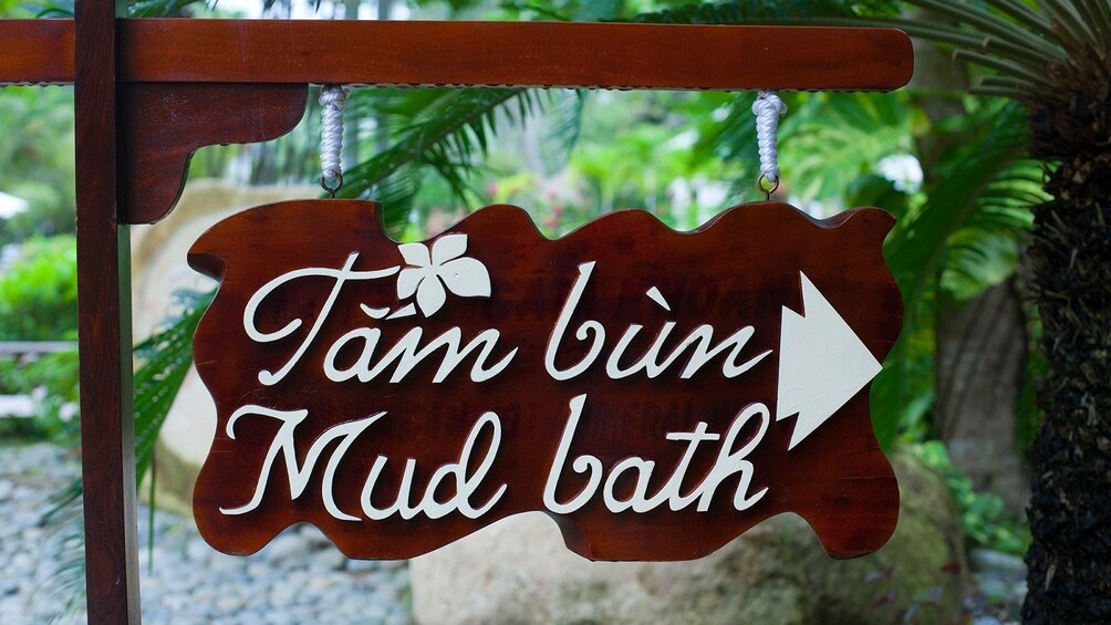 Bud bath sign at Thap Ba Hot Springs and mud bath in Nha Trang 