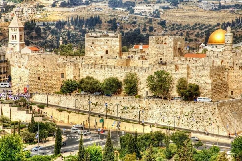 Landscape view of the Tower of David in Jerusalem 