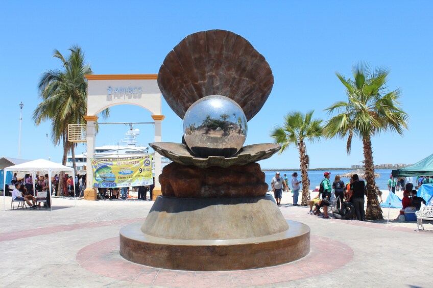 Large pearl oyster statue in La Paz, Mexico
