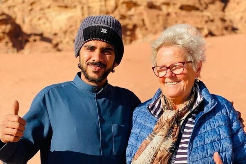 Your host Bakhir and guest Cristina having fun at the jeep tour