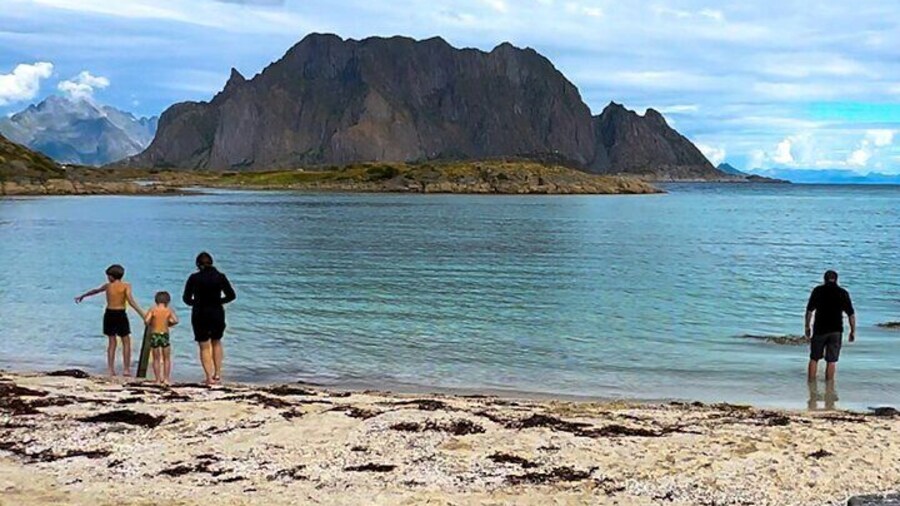 Hike to and relax at a secluded beach in Skrova