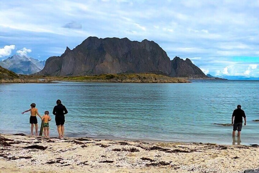 Hike to and relax at a secluded beach in Skrova