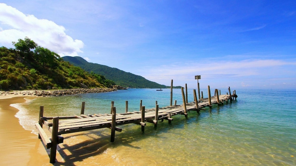 Dock on Cham Island in Vietnam on a sunny day