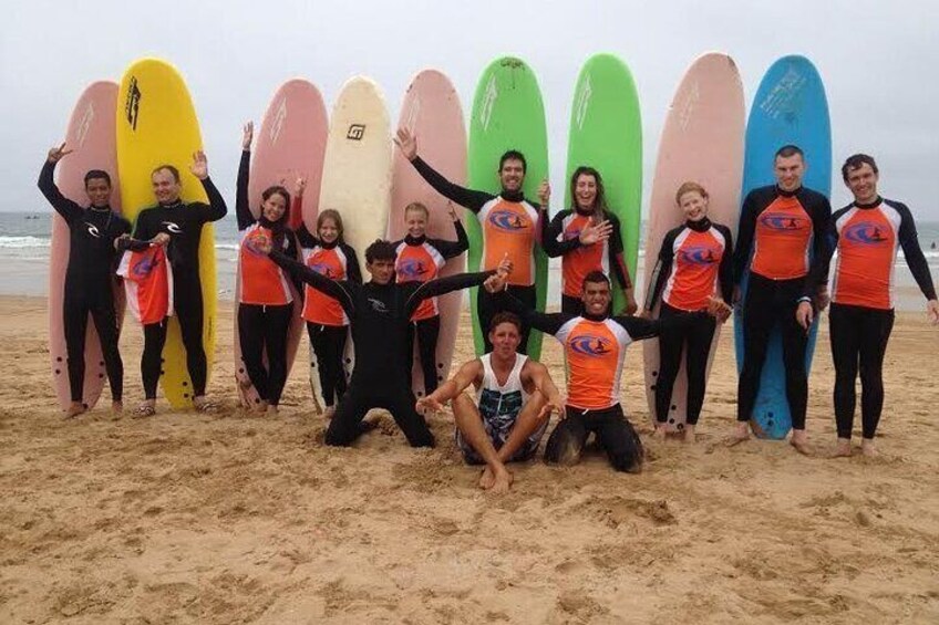 Happy surfers