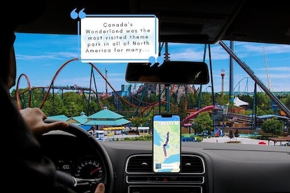 Recorrido en automóvil con audio por teléfono inteligente entre Bracebridge...