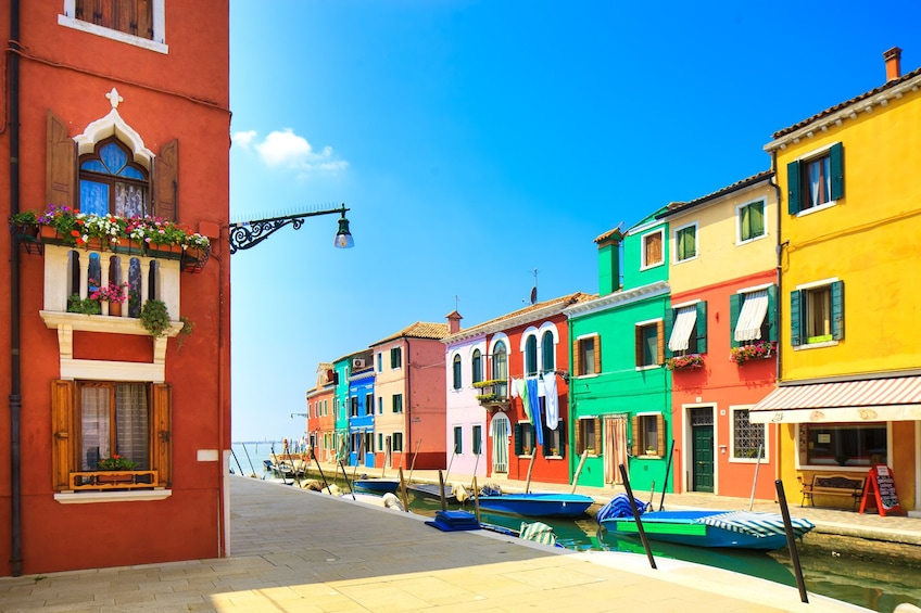 Colorful buildings along a canal in Burano