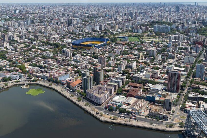 Panoramic view of "La Boca" district with Boca Juniors' football stadium.