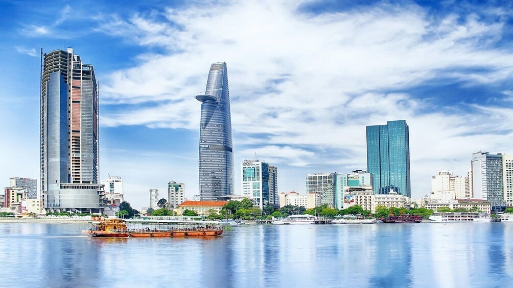 Lake view of the skyscrapers in Ho Chi Minh City
