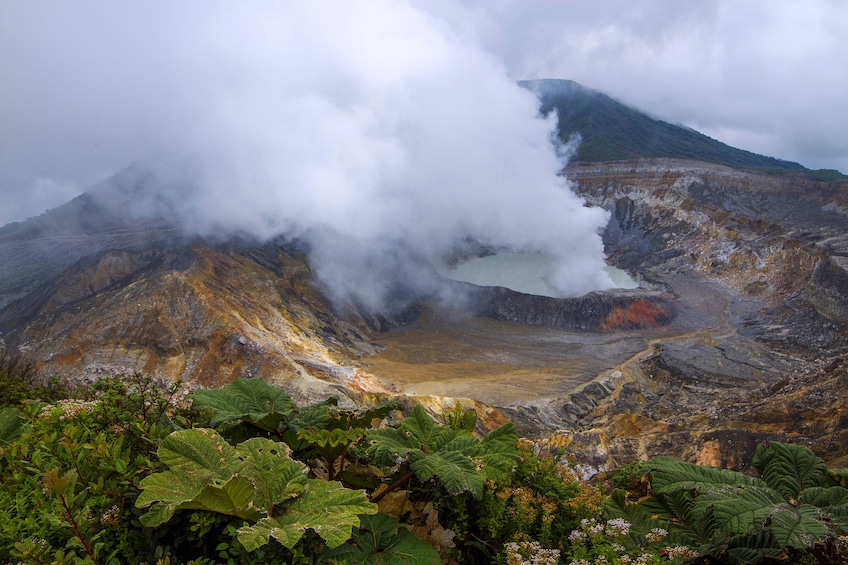 Foggy view of Poás Volcano National Park