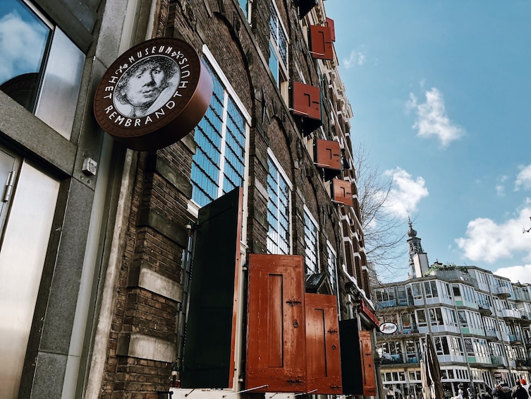 Outside the Rembrandt House in Amsterdam