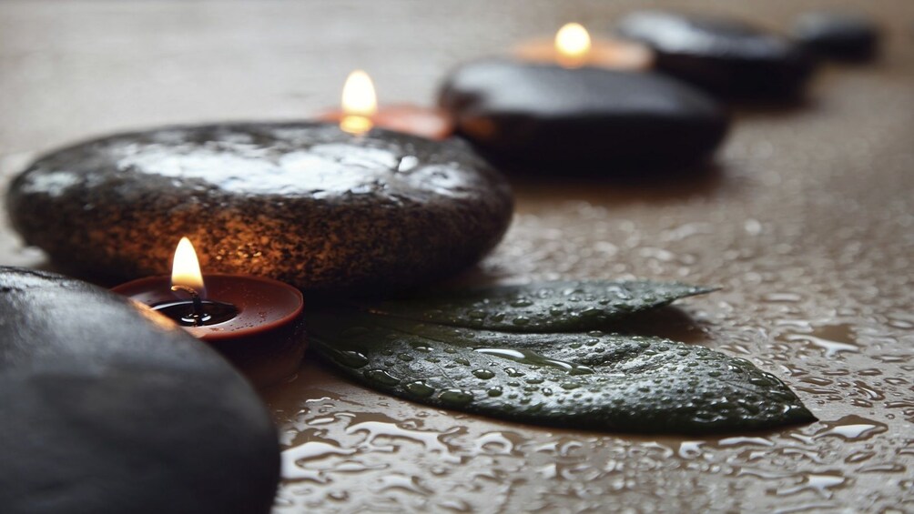 Candles and hot stones at a spa in Ho Chi Minh city