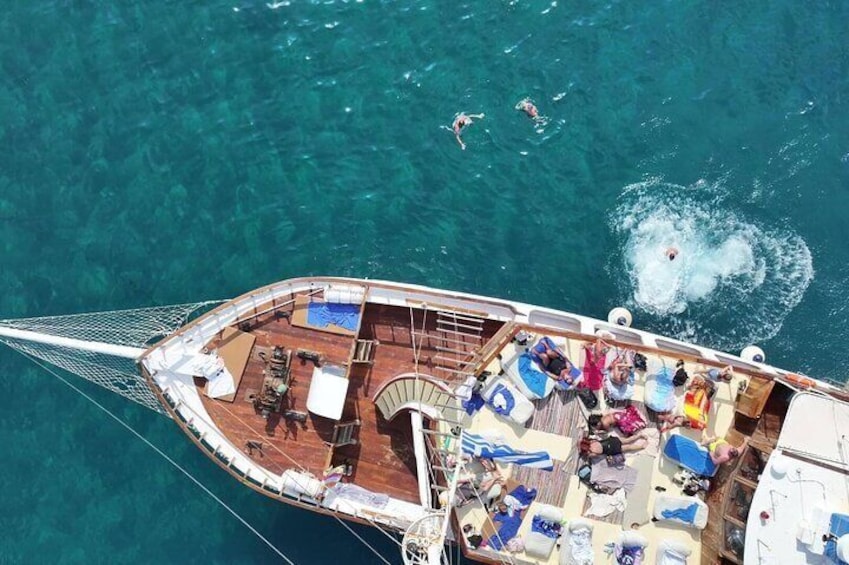 30m Wooden traditional Boat - 6.5 Hours Day Cruise in Rhodes