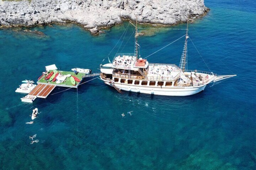 30m Wooden traditional Boat - 6.5 Hours Day Cruise in Rhodes