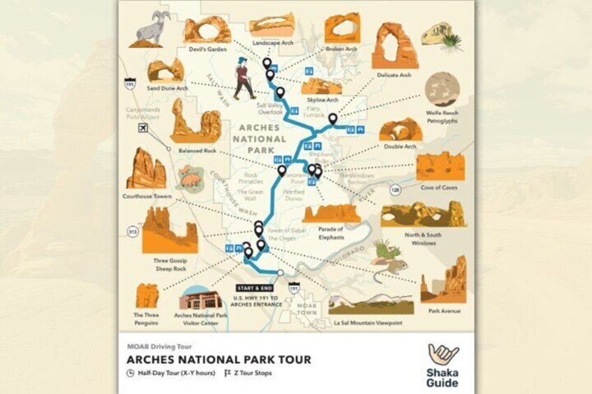 Arches National Park Tour Map