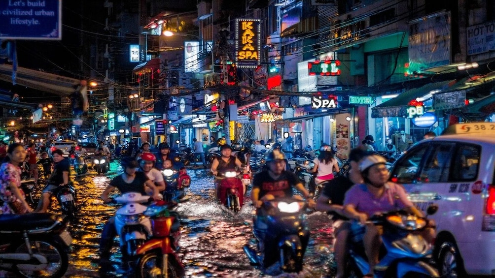 Night street view in Ho Chi Minh City


