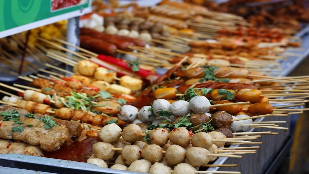 Meat and seafood skewers in Ho Chi Minh City, Vietnam