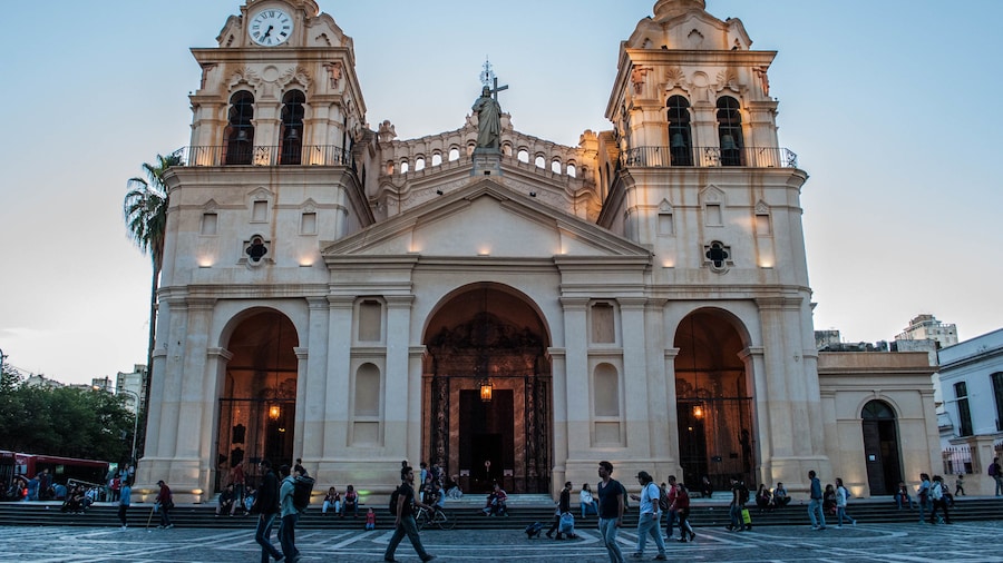 Evening views of the Cathedral of Córdoba, Argentina