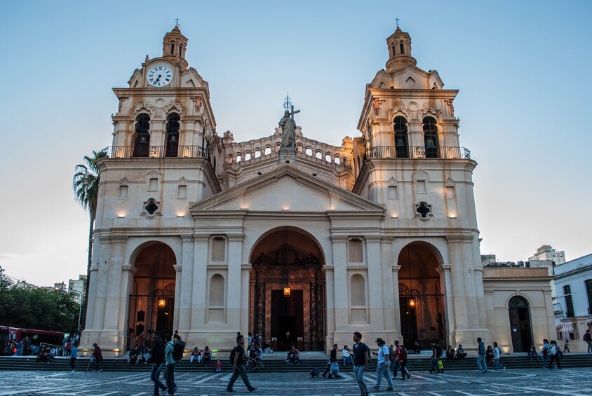 Evening views of the Cathedral of Córdoba, Argentina