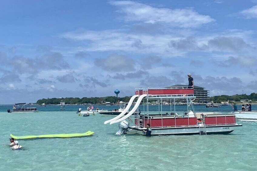 Private Crab Island Double Slides Pontoon Charter with Captain