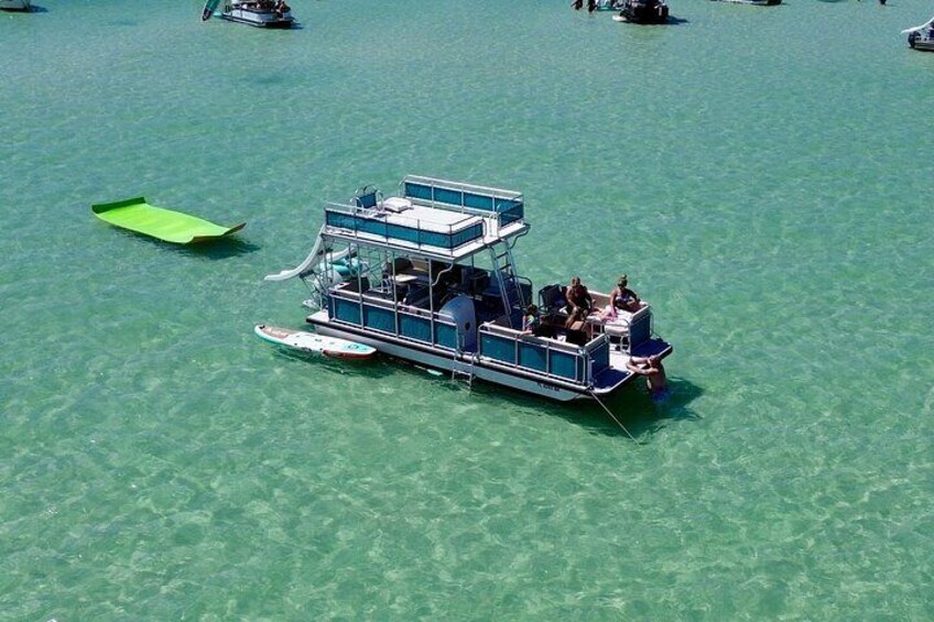 Private Crab Island Double Slides Pontoon Charter