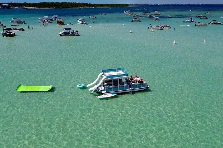 Private Crab Island Double Slides Pontoon Charter