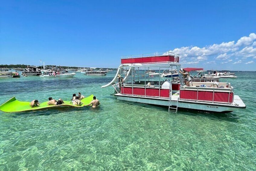 Private Crab Island Double Slides Pontoon Charter