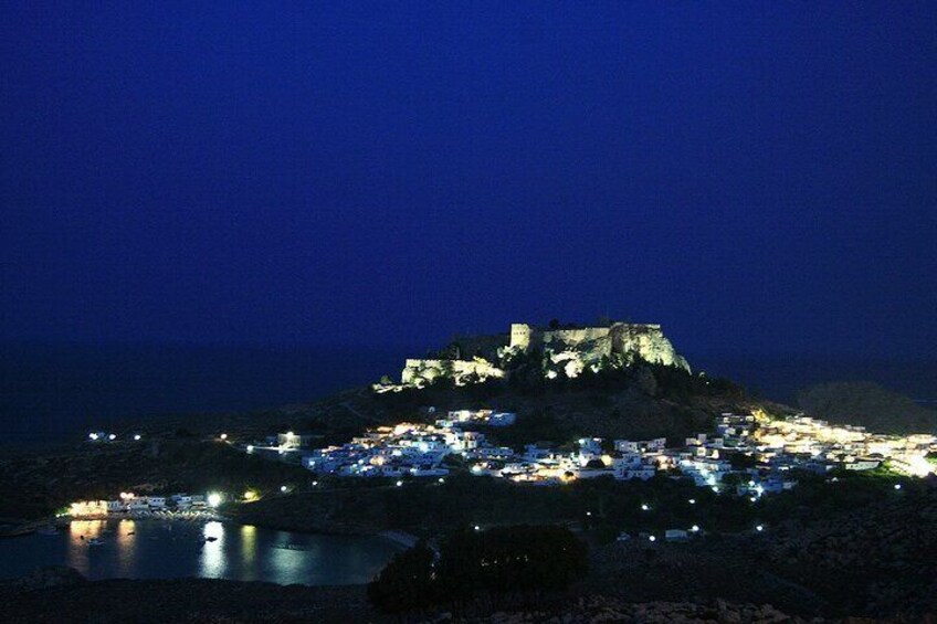 Lindos lighted in the night