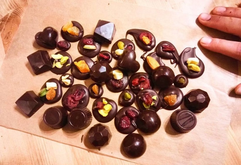 Chocolates made in a workshop in Belgium