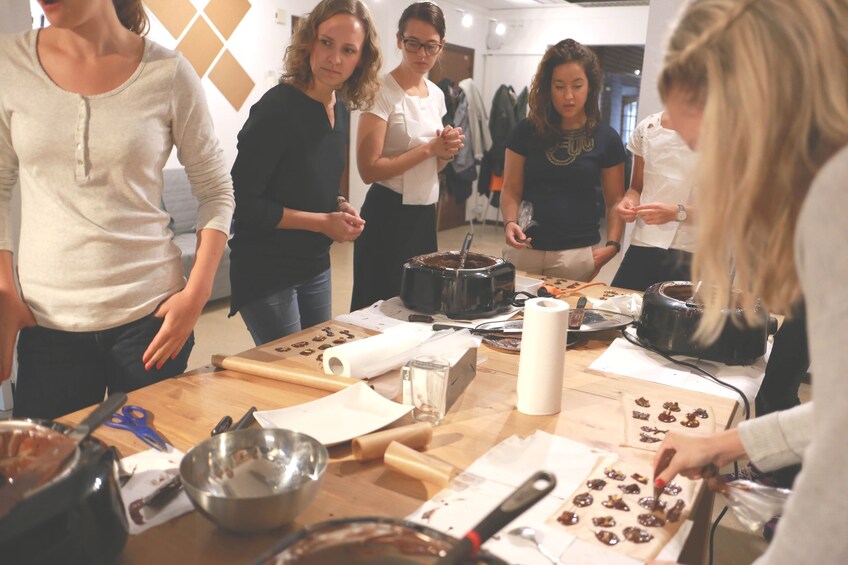 Group at a chocolate workshop in Belgium