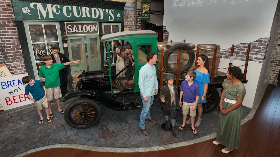 Tourists inside the American Prohibition Museum in Savannah