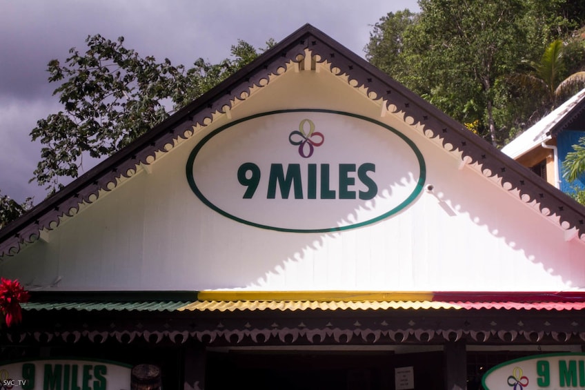 Jamaican home with 'Nine Miles' painted in green