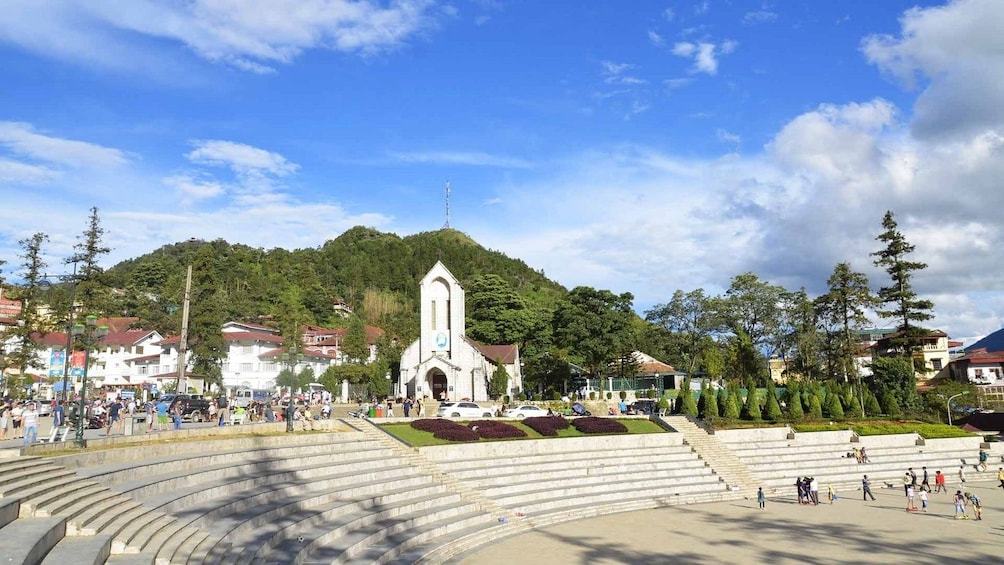 Amphitheater and Notre Dame Church in Sa Pa Valley, Vietnam