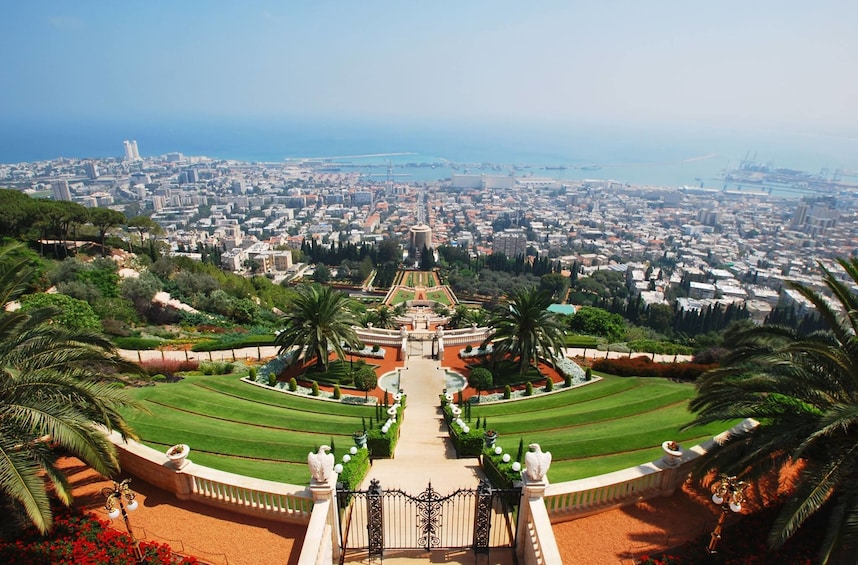 Aerial view of the Bahá'í gardens