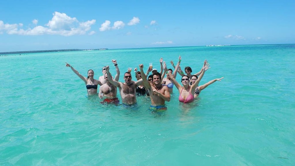 Group in the waters of Punta Cana on a beautiful day 