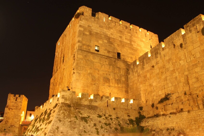 Fortress at night in Jerusalem