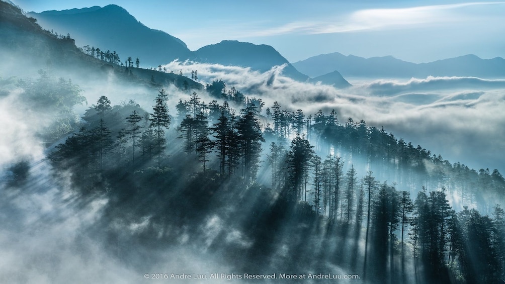 Foggy morning view over Sapa Valley