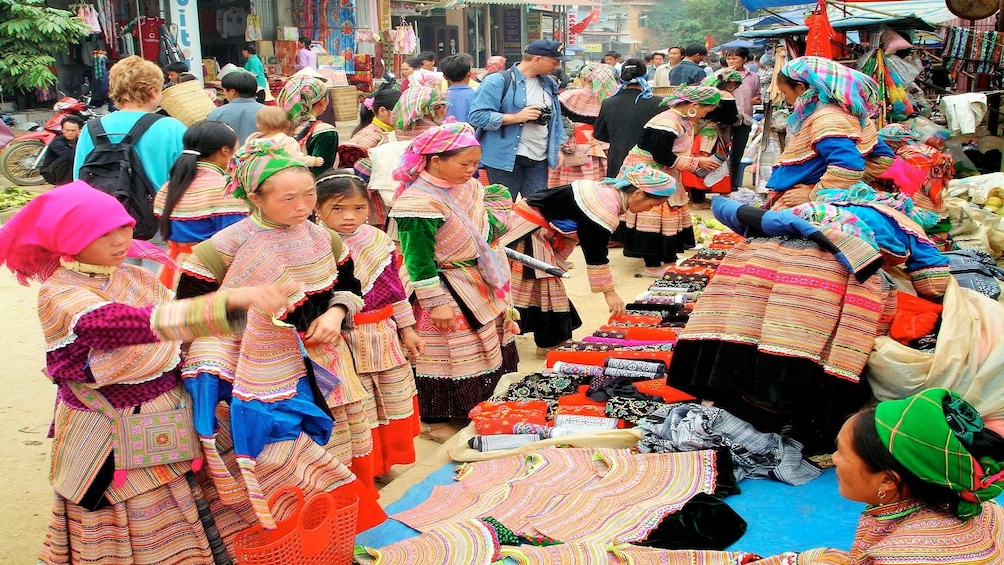 Locals shopping at the Coc Ly Tuesday Market