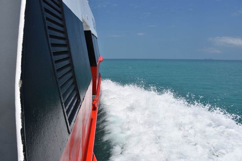 View of water off side of Seatran Discovery ferry